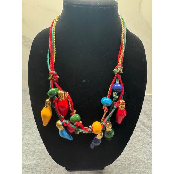 Vintage Ceramic Christmas Light Necklace - Picture 1 of 5
